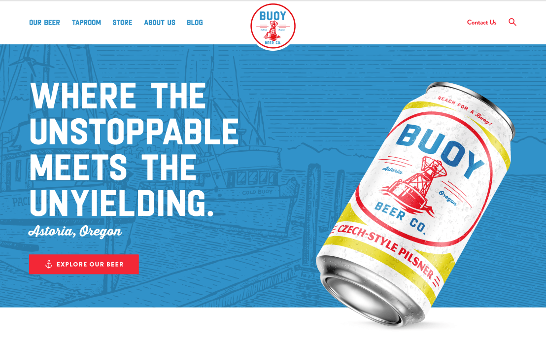 Buoy Beer home page design