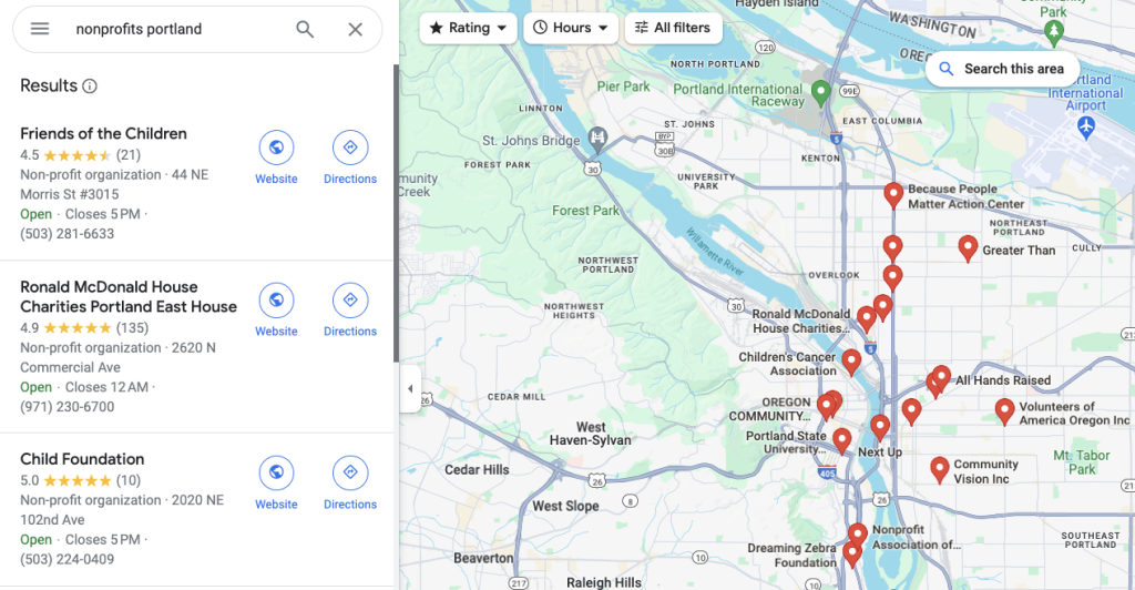 map of nonprofits in portland, oregon