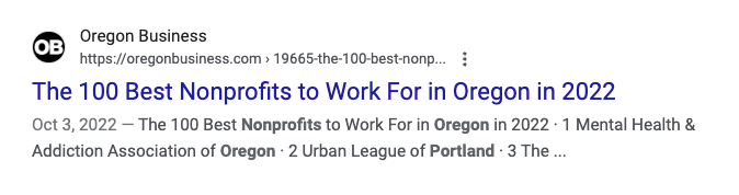 title and meta for a nonprofit in oregon