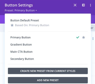 preset button settings wordpress