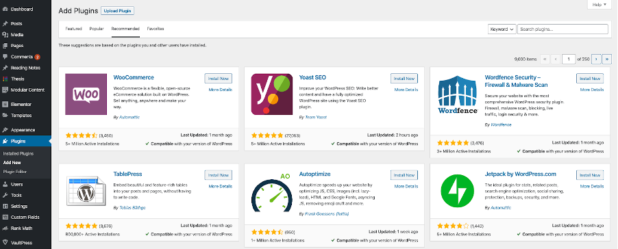 wordpress plugin menu