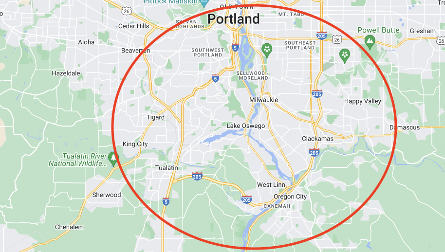 geographic map of portland